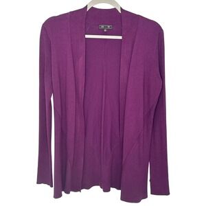 Lety & Me Womens Cardigan Purple Long Sleeve Open Front Knit M